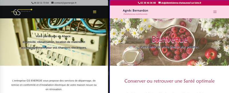 Comparaison entre 2 sites vitrines et 2 univers bien différents